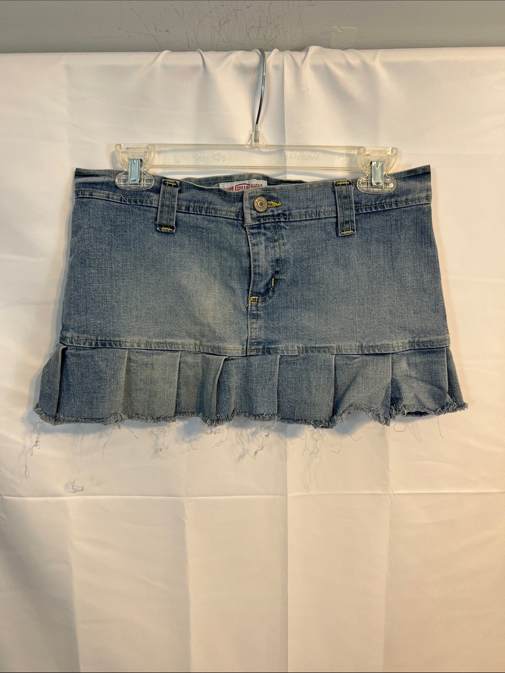 Y2K Mini Skirt with frayed Pleated Hem